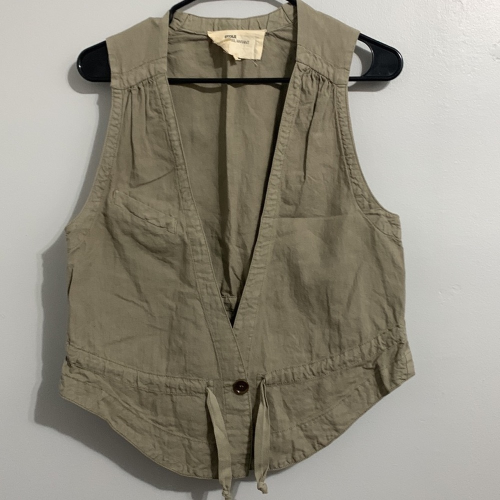 Isabel Marant Etoile Size 2 M Cream Modern Linen Cotton Lagenlook Top Vest